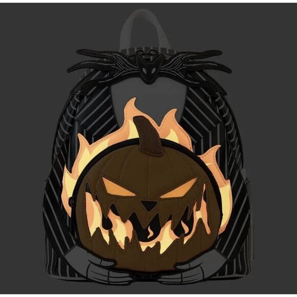 Loungefly X Disney Nightmare Before Christmas Jack Pumpkin Glow Head Backpack - Picture 1 of 4